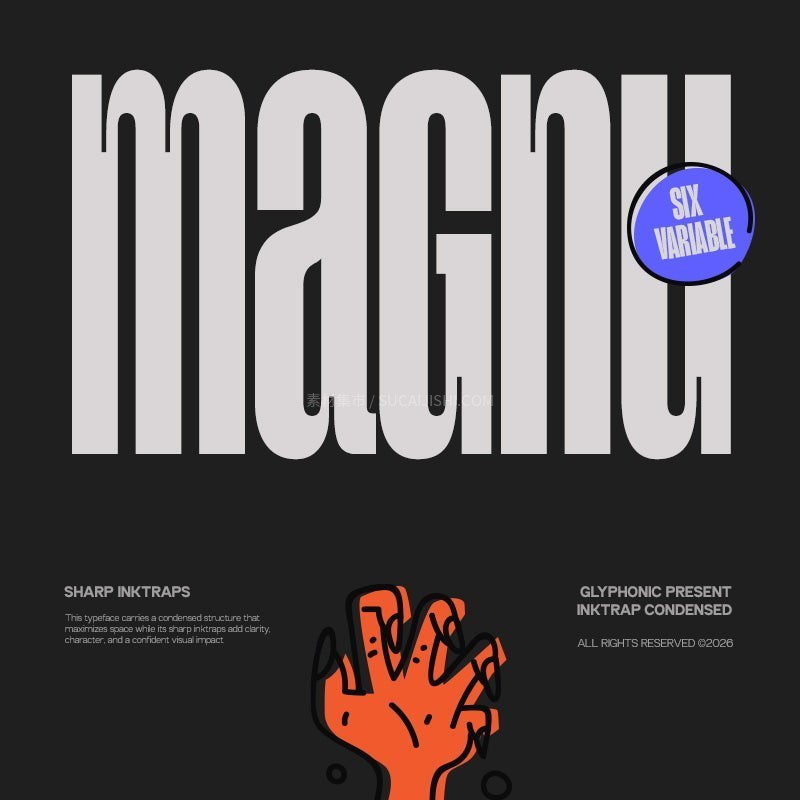 GC Magnu 现代墨阱紧凑窄体无衬线字体家族